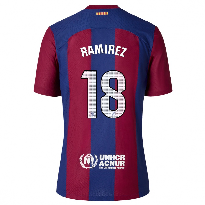 Hombre Fútbol Camiseta Emma Ramirez #18 Rojo Azul 1ª Equipación 2023/24 México