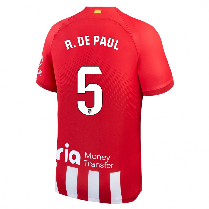 Hombre Fútbol Camiseta Rodrigo De Paul #5 Rojo Blanco 1ª Equipación 2023/24 México