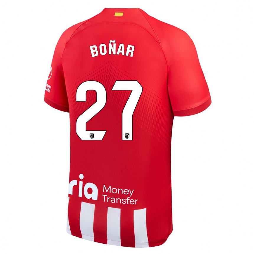 Hombre Fútbol Camiseta Javier Boñar #27 Rojo Blanco 1ª Equipación 2023/24 México