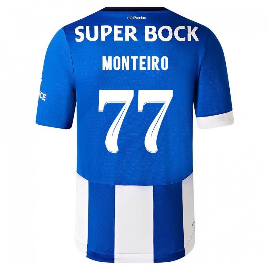 Hombre Fútbol Camiseta Rui Monteiro #77 Azul Blanco 1ª Equipación 2023/24 México