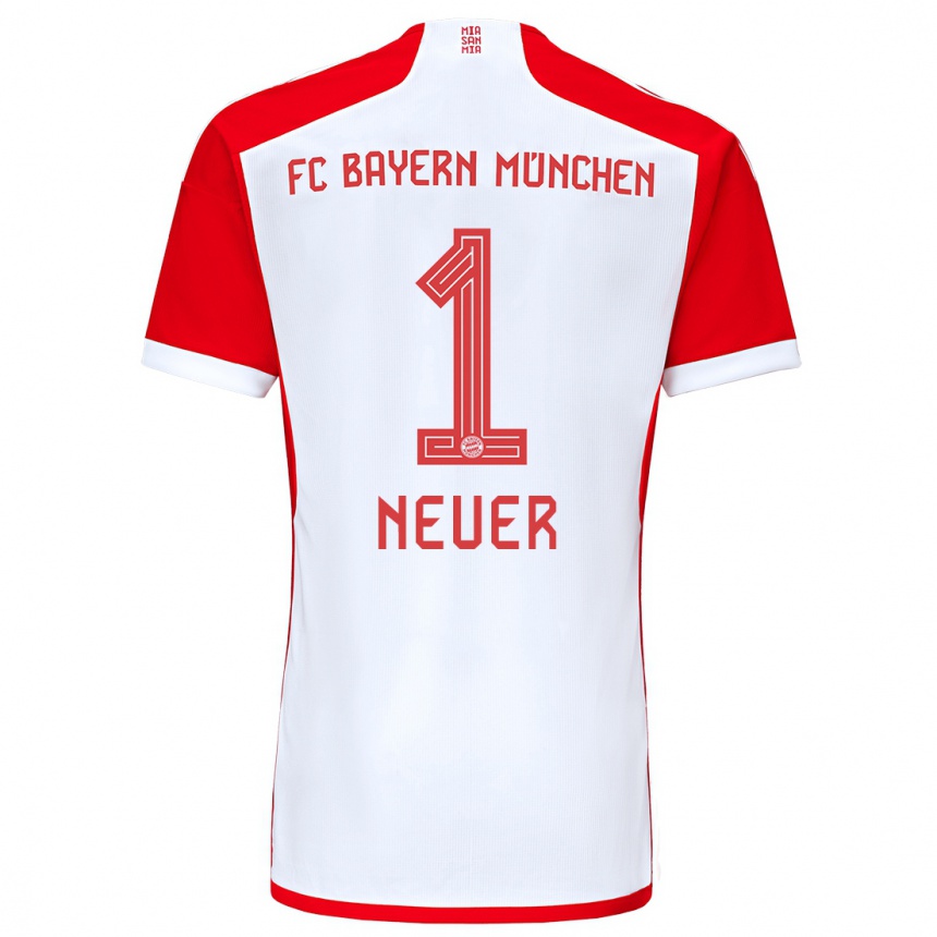 Hombre Fútbol Camiseta Manuel Neuer #1 Rojo Blanco 1ª Equipación 2023/24 México