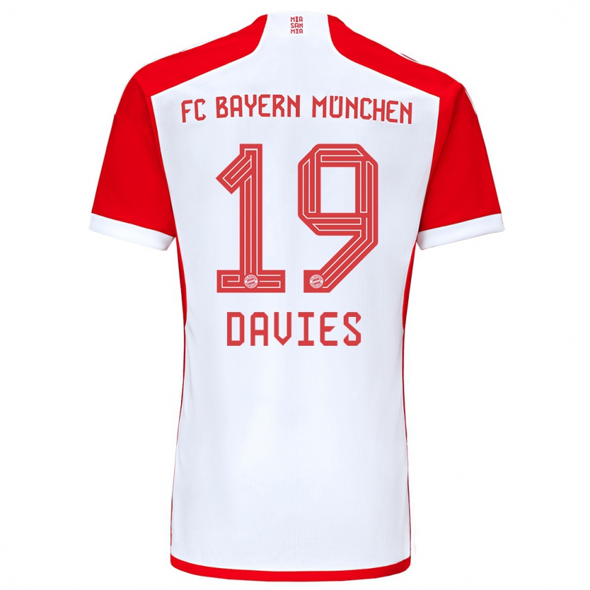 Hombre Fútbol Camiseta Alphonso Davies #19 Rojo Blanco 1ª Equipación 2023/24 México