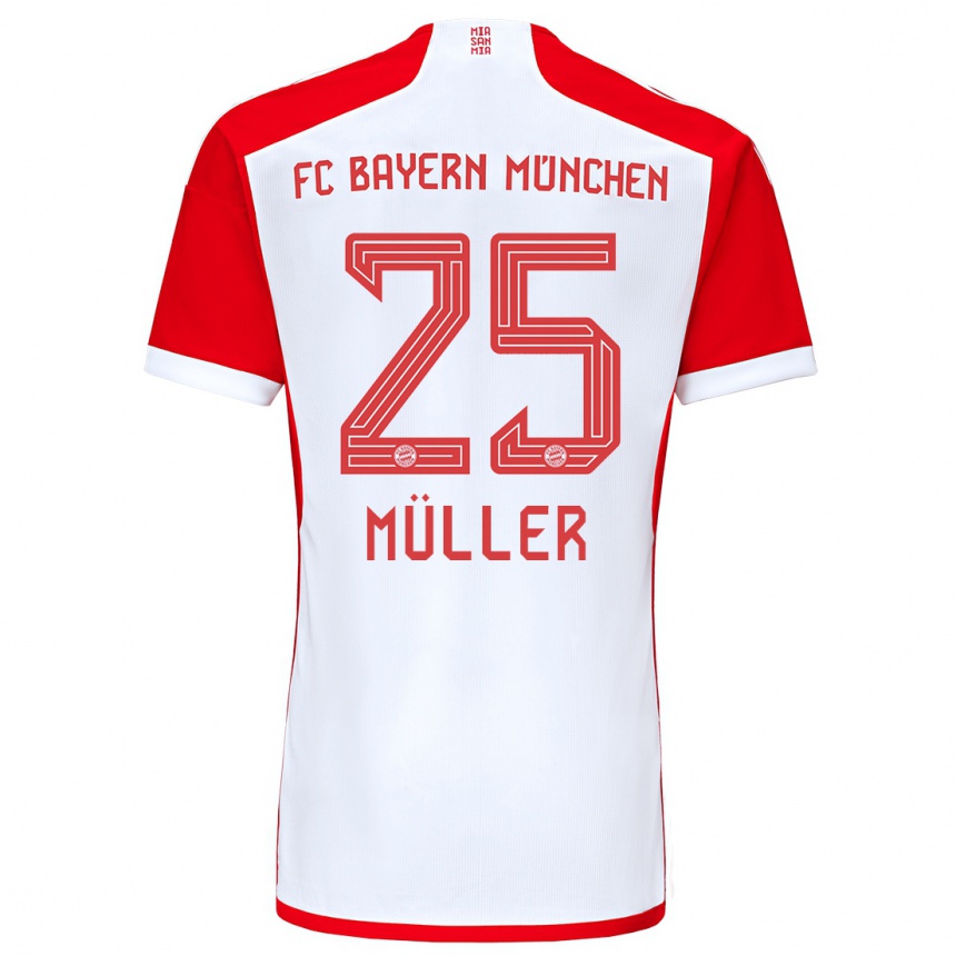 Hombre Fútbol Camiseta Thomas Muller #25 Rojo Blanco 1ª Equipación 2023/24 México