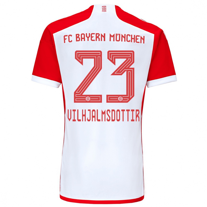 Hombre Fútbol Camiseta Karolina Lea Vilhjalmsdottir #23 Rojo Blanco 1ª Equipación 2023/24 México