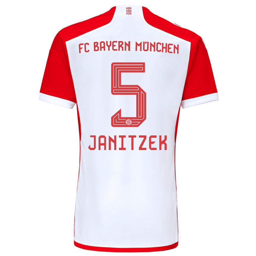 Hombre Fútbol Camiseta Justin Janitzek #5 Rojo Blanco 1ª Equipación 2023/24 México