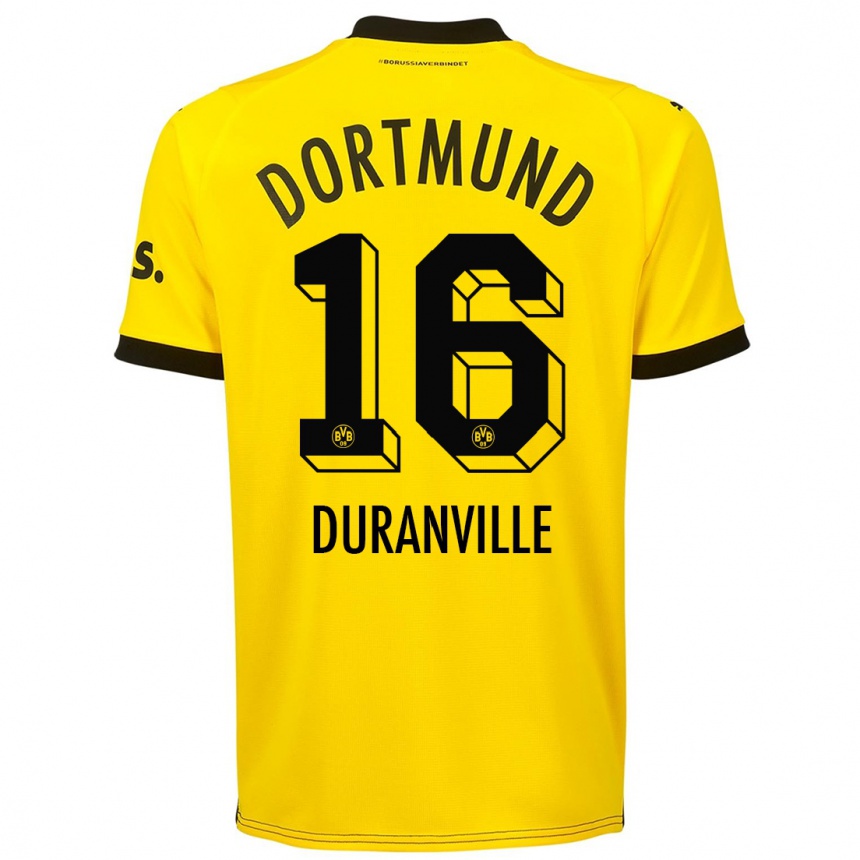 Hombre Fútbol Camiseta Julien Duranville #16 Amarillo 1ª Equipación 2023/24 México