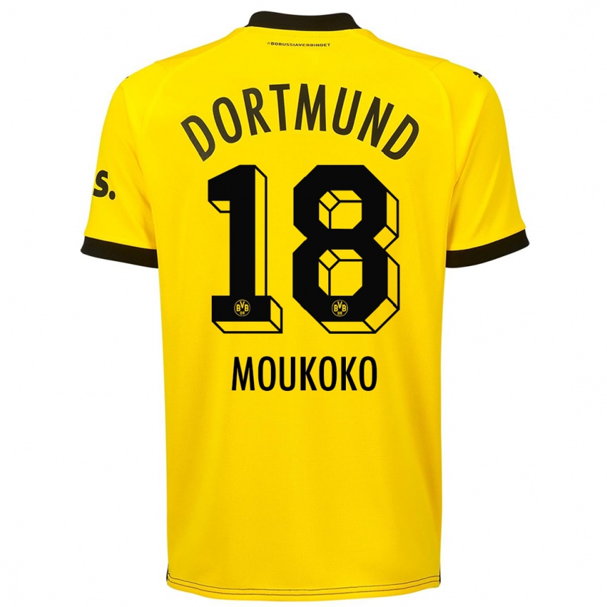 Hombre Fútbol Camiseta Youssoufa Moukoko #18 Amarillo 1ª Equipación 2023/24 México