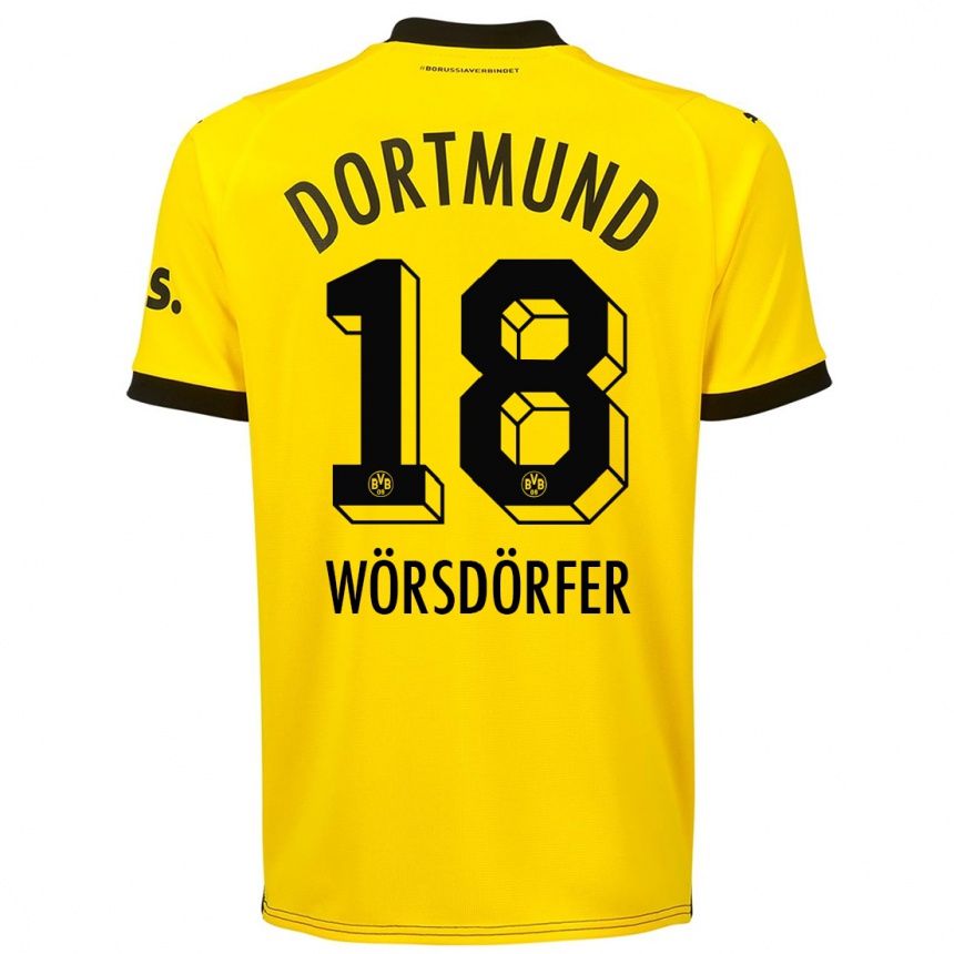 Hombre Fútbol Camiseta Len Wörsdörfer #18 Amarillo 1ª Equipación 2023/24 México