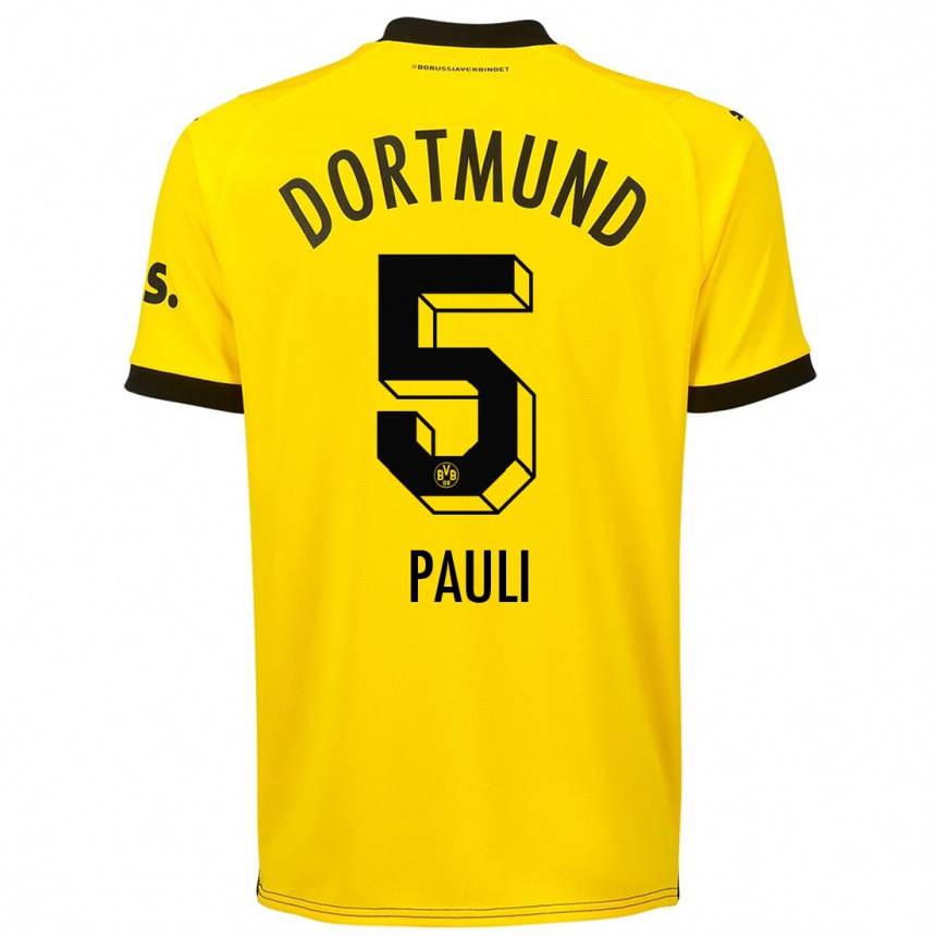 Hombre Fútbol Camiseta Julian Pauli #5 Amarillo 1ª Equipación 2023/24 México