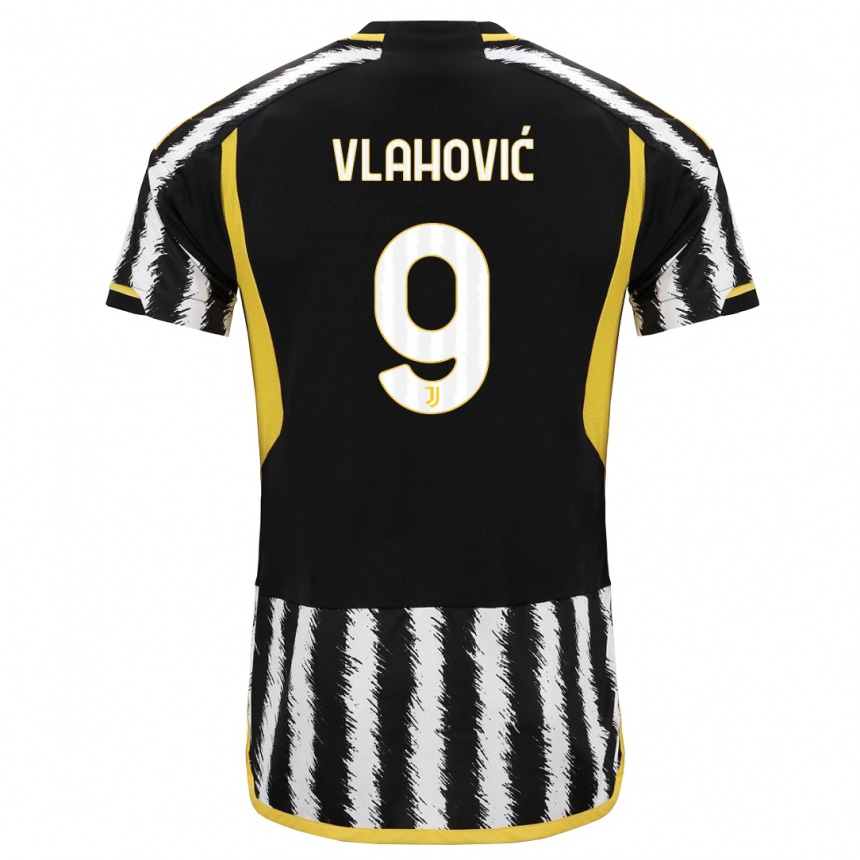 Hombre Fútbol Camiseta Dusan Vlahovic #9 Blanco Negro 1ª Equipación 2023/24 México