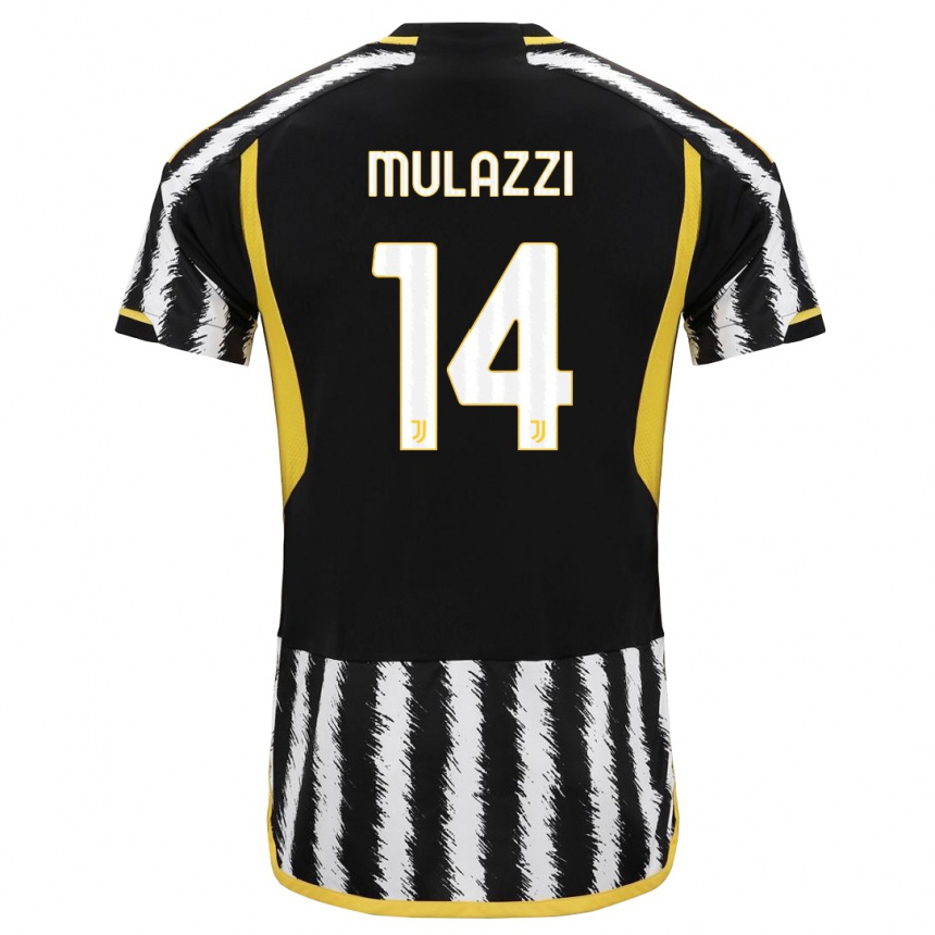 Hombre Fútbol Camiseta Gabriele Mulazzi #14 Blanco Negro 1ª Equipación 2023/24 México