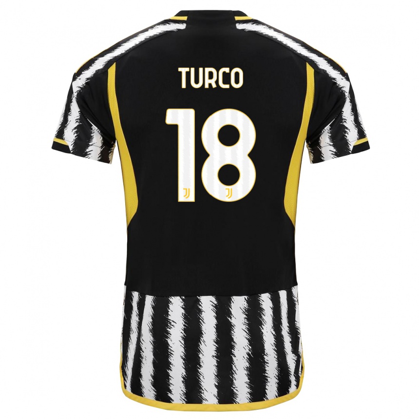 Hombre Fútbol Camiseta Nicolo Turco #18 Blanco Negro 1ª Equipación 2023/24 México