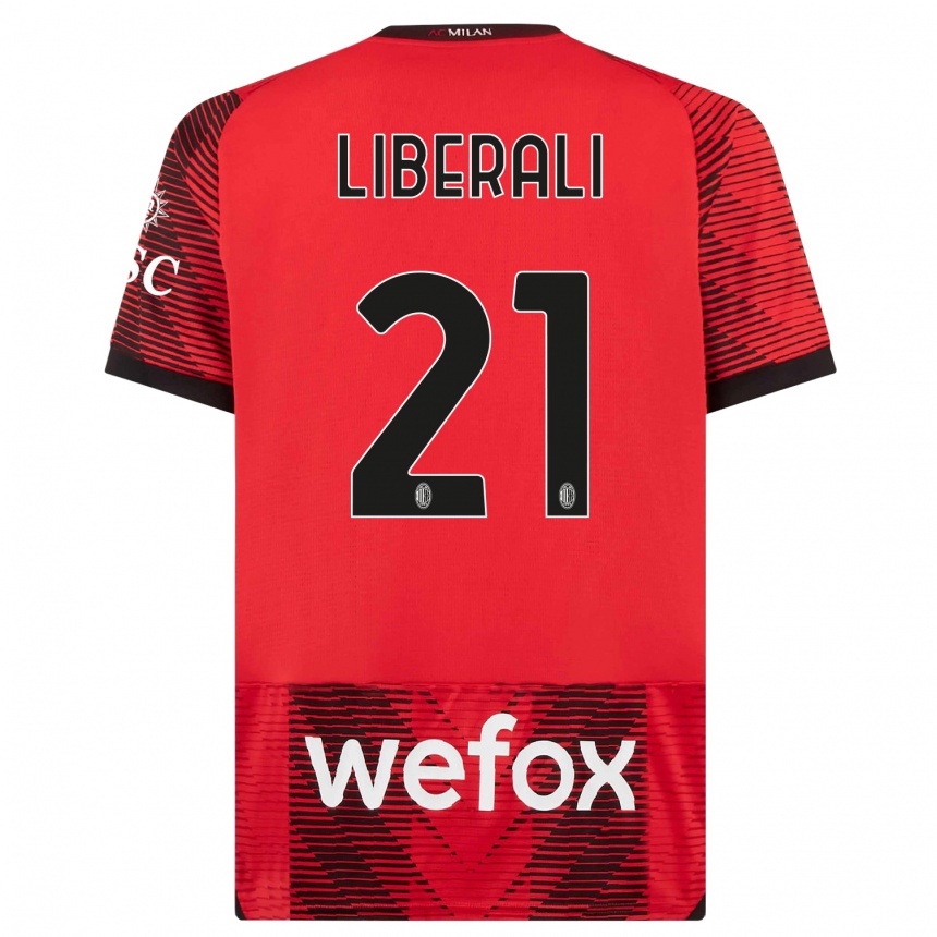 Hombre Fútbol Camiseta Mattia Liberali #21 Negro Rojo 1ª Equipación 2023/24 México