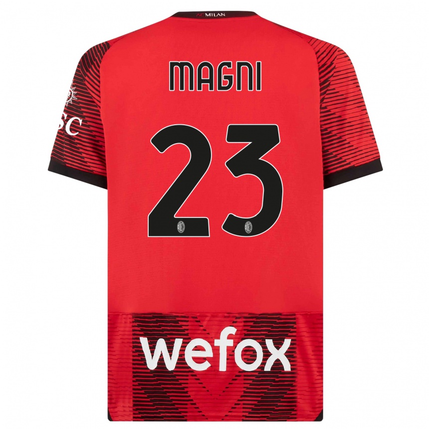 Hombre Fútbol Camiseta Vittorio Magni #23 Negro Rojo 1ª Equipación 2023/24 México