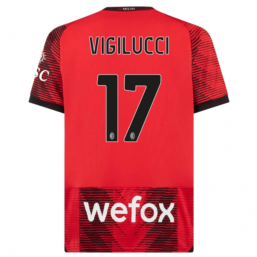 Hombre Fútbol Camiseta Valery Vigilucci #17 Negro Rojo 1ª Equipación 2023/24 México