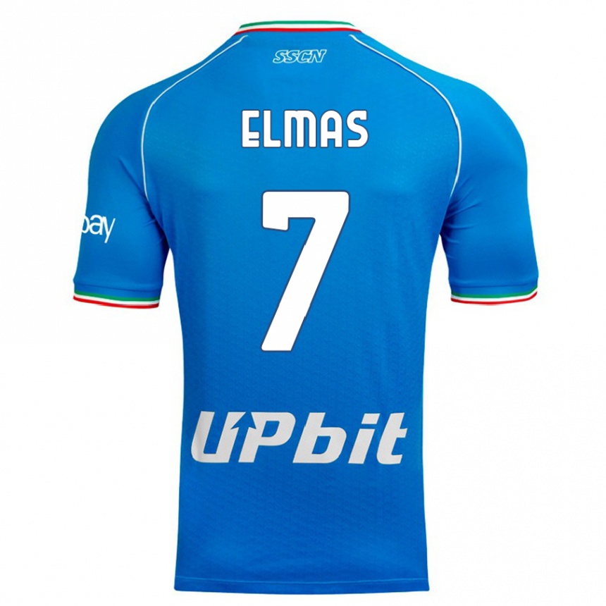 Hombre Fútbol Camiseta Eljif Elmas #7 Cielo Azul 1ª Equipación 2023/24 México
