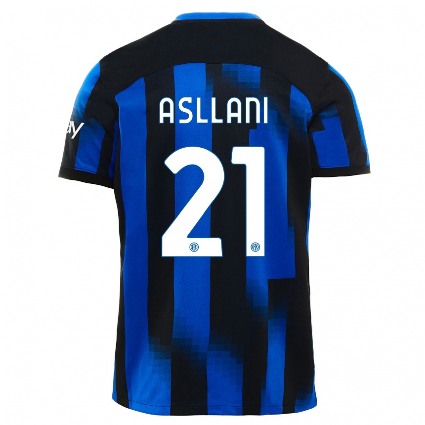 Hombre Fútbol Camiseta Kristjan Asllani #21 Azul Negro 1ª Equipación 2023/24 México