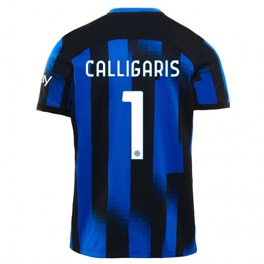 Hombre Fútbol Camiseta Alessandro Calligaris #1 Azul Negro 1ª Equipación 2023/24 México