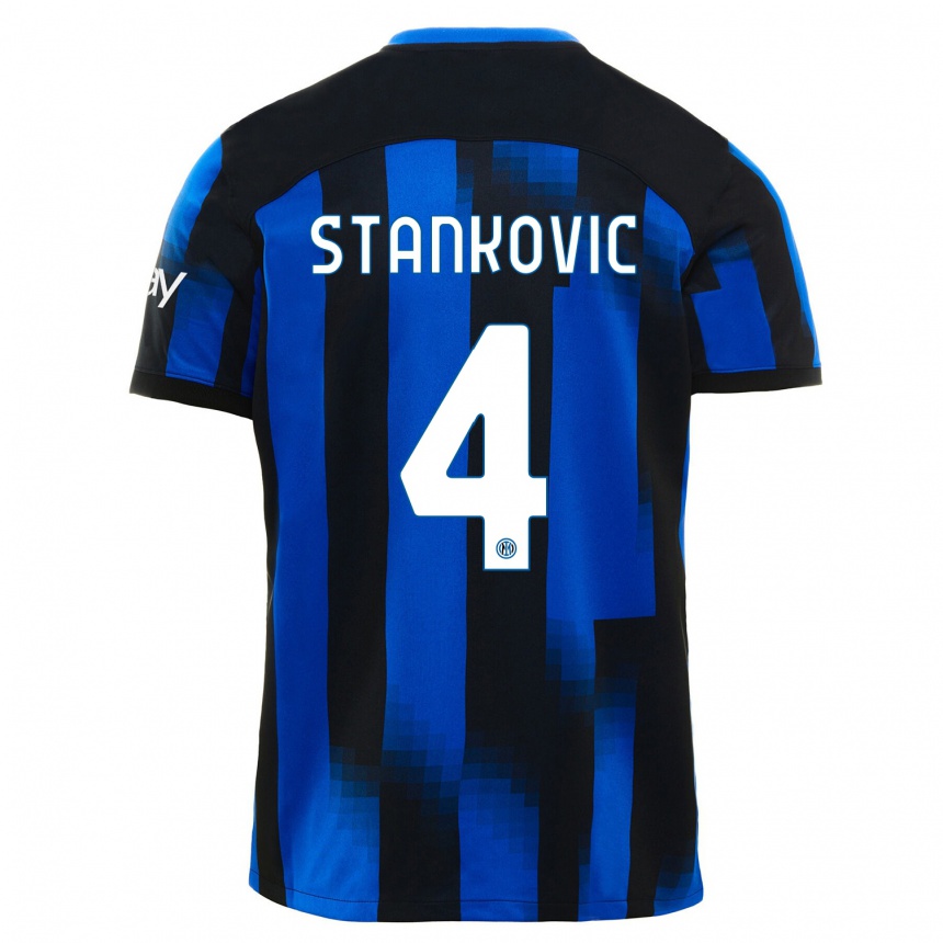 Hombre Fútbol Camiseta Aleksandar Stankovic #4 Azul Negro 1ª Equipación 2023/24 México