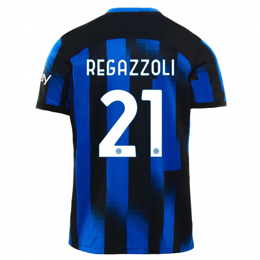 Hombre Fútbol Camiseta Alice Regazzoli #21 Azul Negro 1ª Equipación 2023/24 México