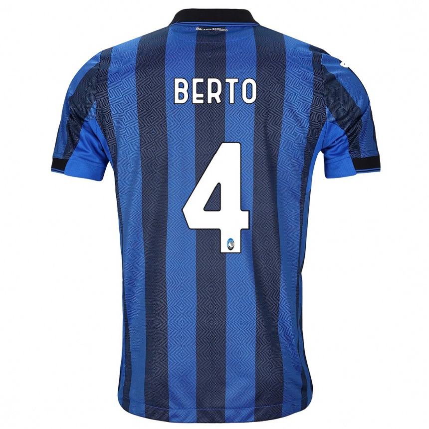 Hombre Fútbol Camiseta Gabriele Berto #4 Azul Negro 1ª Equipación 2023/24 México