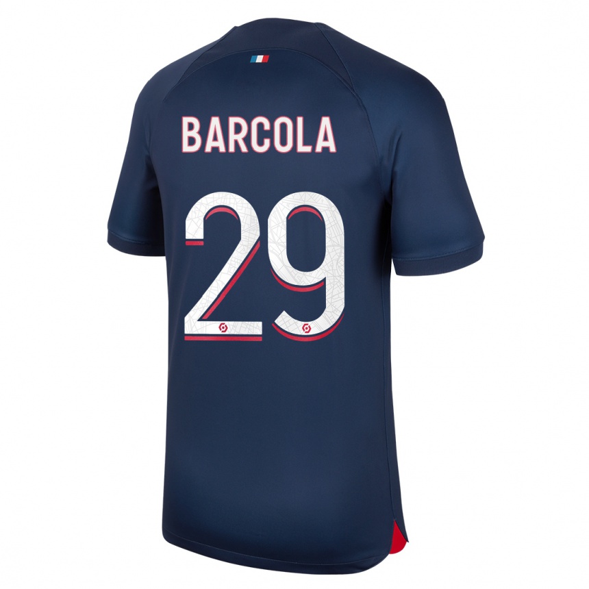 Hombre Fútbol Camiseta Bradley Barcola #29 Azul Rojo 1ª Equipación 2023/24 México