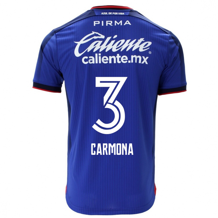 Hombre Fútbol Camiseta Edith Carmona #3 Azul 1ª Equipación 2023/24 México