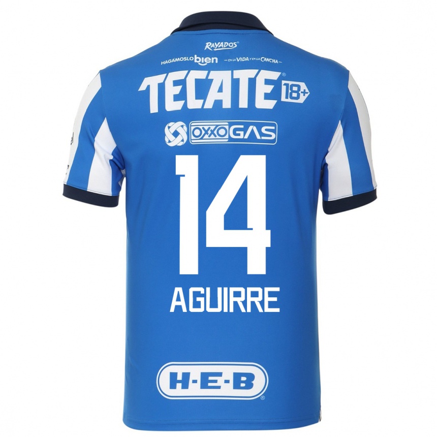 Hombre Fútbol Camiseta Erick Aguirre #14 Azul Blanco 1ª Equipación 2023/24 México