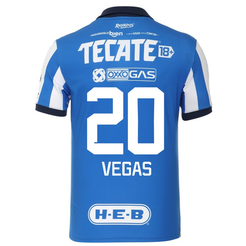 Hombre Fútbol Camiseta Sebastian Vegas #20 Azul Blanco 1ª Equipación 2023/24 México