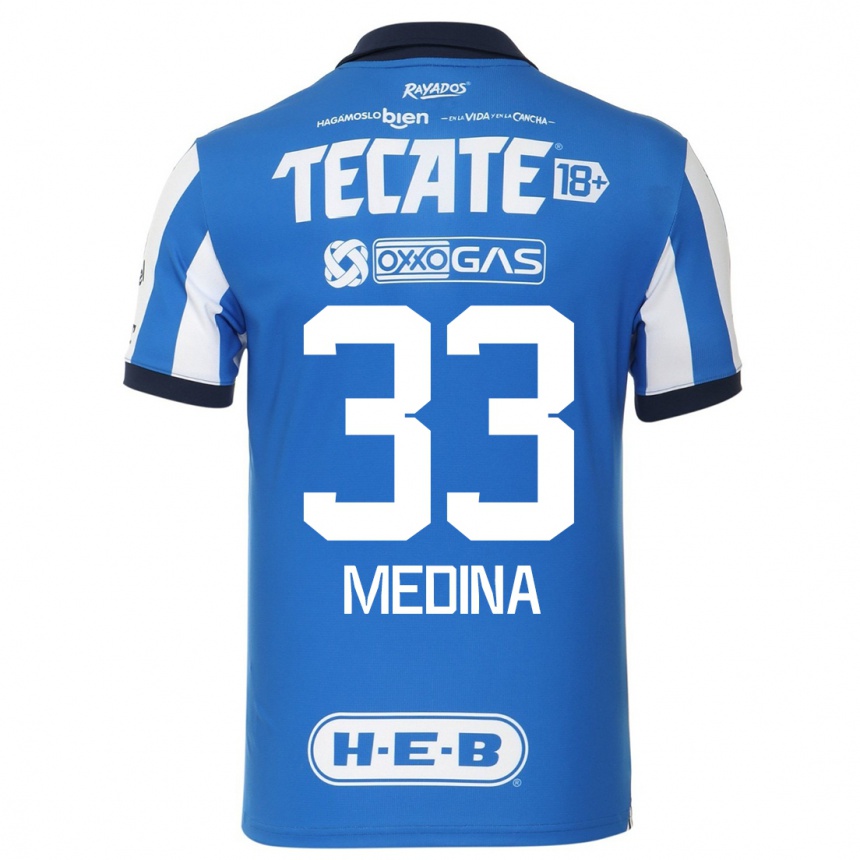 Hombre Fútbol Camiseta Stefan Medina #33 Azul Blanco 1ª Equipación 2023/24 México