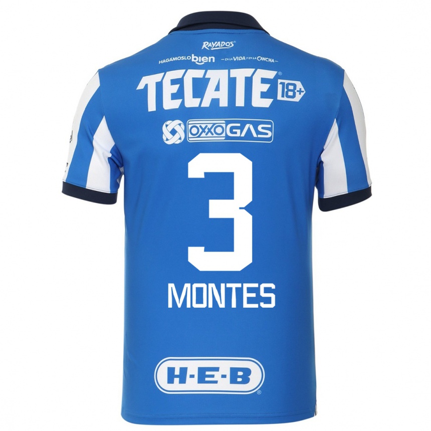 Hombre Fútbol Camiseta Cesar Montes #3 Azul Blanco 1ª Equipación 2023/24 México