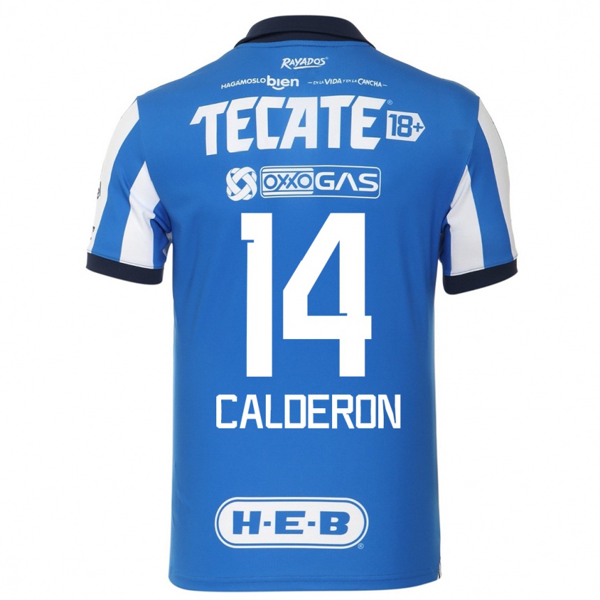 Hombre Fútbol Camiseta Alejandra Calderon #14 Azul Blanco 1ª Equipación 2023/24 México
