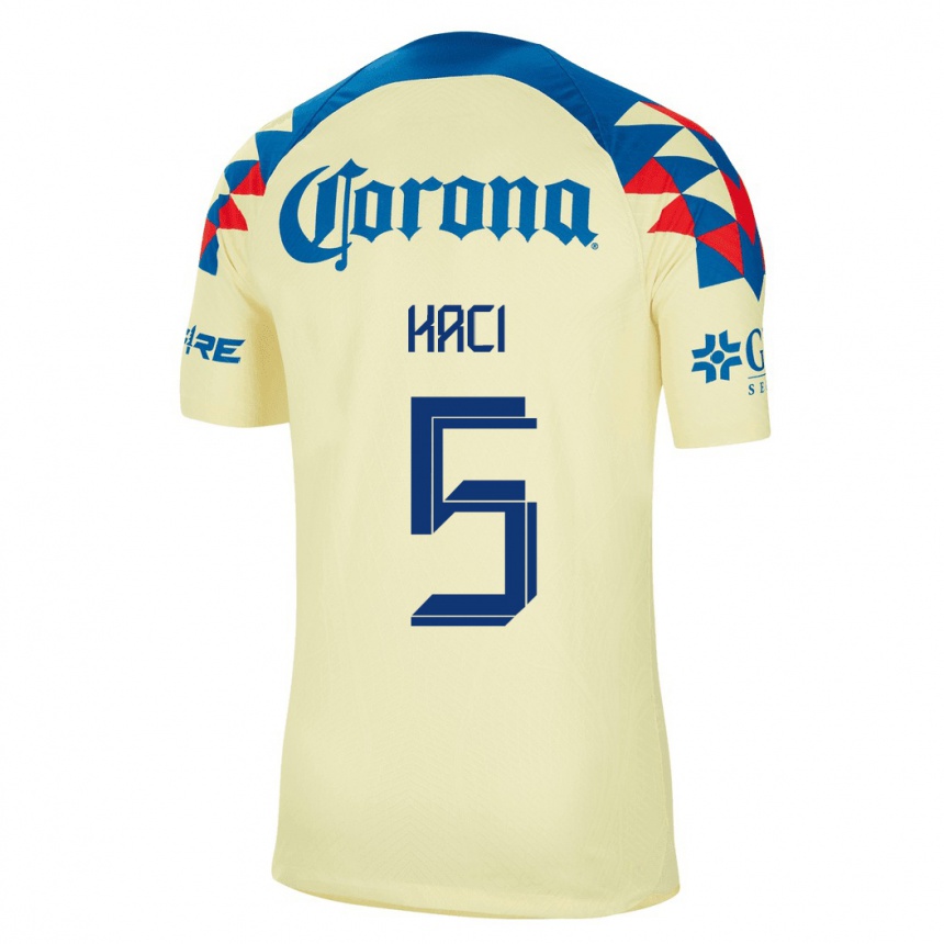 Hombre Fútbol Camiseta Aurelie Kaci #5 Amarillo 1ª Equipación 2023/24 México