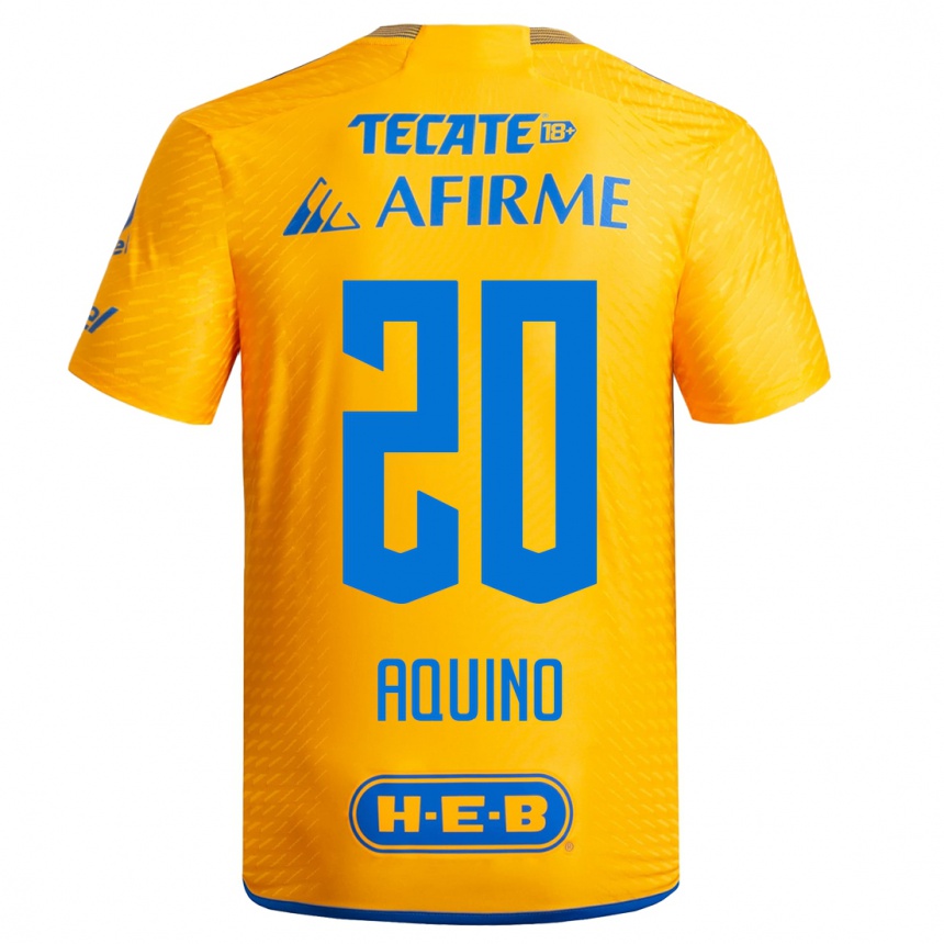 Hombre Fútbol Camiseta Javier Aquino #20 Amarillo 1ª Equipación 2023/24 México
