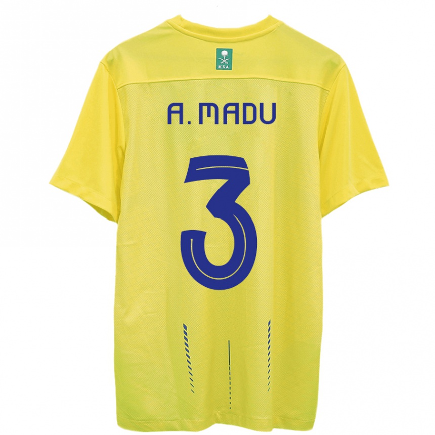 Hombre Fútbol Camiseta Abdullah Madu #3 Amarillo 1ª Equipación 2023/24 México