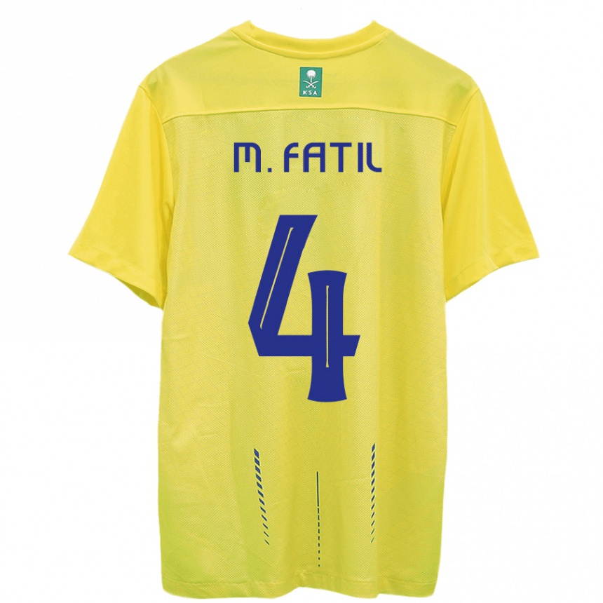 Hombre Fútbol Camiseta Mohammed Al-Fatil #4 Amarillo 1ª Equipación 2023/24 México