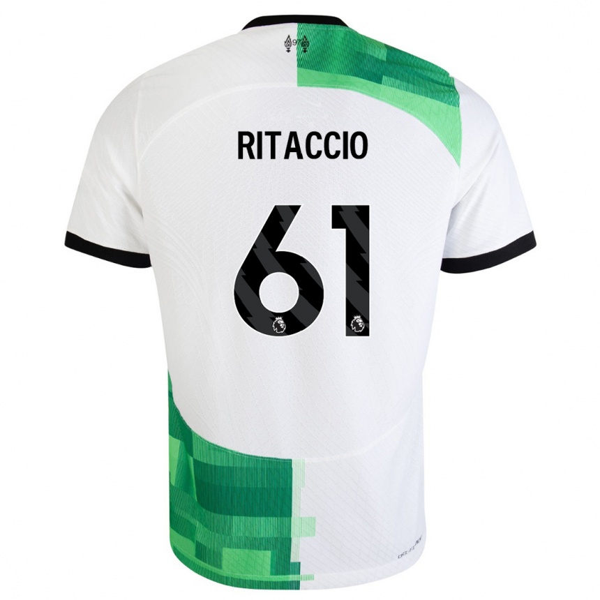 Hombre Fútbol Camiseta Matteo Ritaccio #61 Blanco Verde 2ª Equipación 2023/24 México