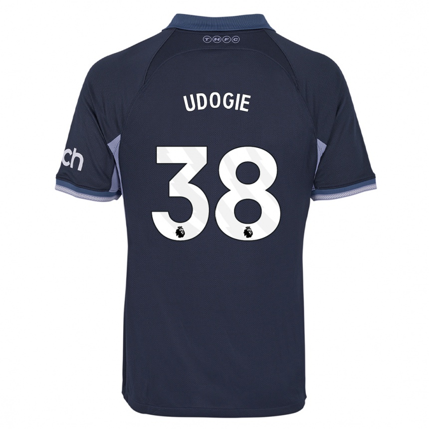 Hombre Fútbol Camiseta Destiny Udogie #38 Azul Oscuro 2ª Equipación 2023/24 México