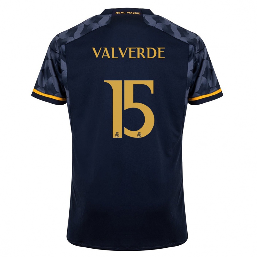 Hombre Fútbol Camiseta Federico Valverde #15 Azul Oscuro 2ª Equipación 2023/24 México