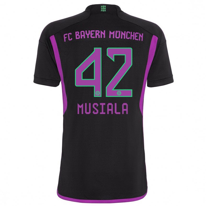 Hombre Fútbol Camiseta Jamal Musiala #42 Negro 2ª Equipación 2023/24 México