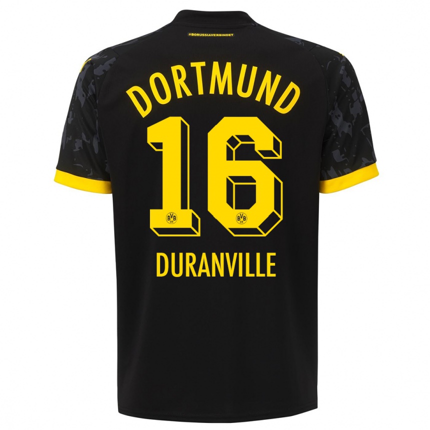 Hombre Fútbol Camiseta Julien Duranville #16 Negro 2ª Equipación 2023/24 México