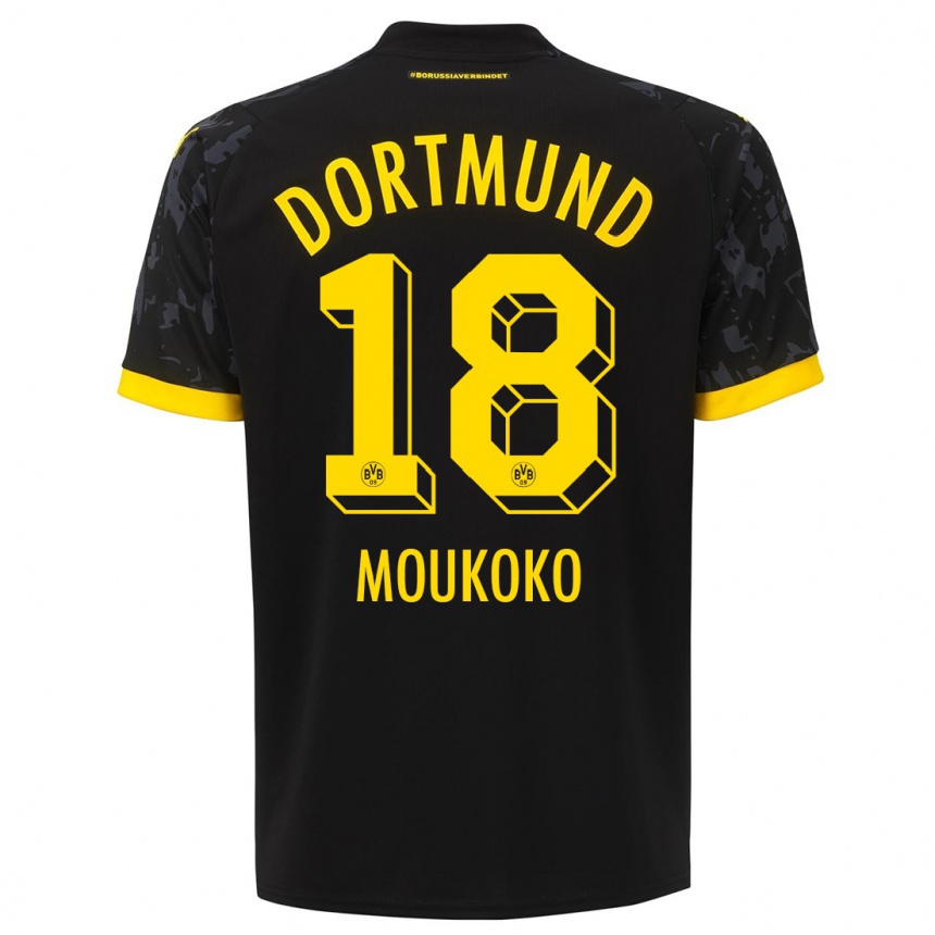 Hombre Fútbol Camiseta Youssoufa Moukoko #18 Negro 2ª Equipación 2023/24 México