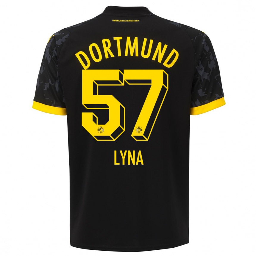 Hombre Fútbol Camiseta Schwarz Lyna #57 Negro 2ª Equipación 2023/24 México