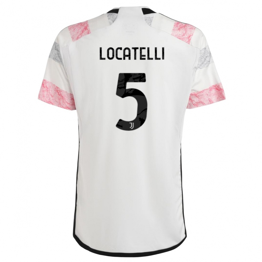 Hombre Fútbol Camiseta Manuel Locatelli #5 Blanco Rosa 2ª Equipación 2023/24 México