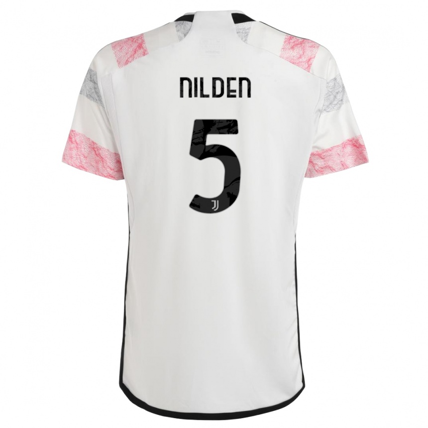 Hombre Fútbol Camiseta Amanda Nilden #5 Blanco Rosa 2ª Equipación 2023/24 México