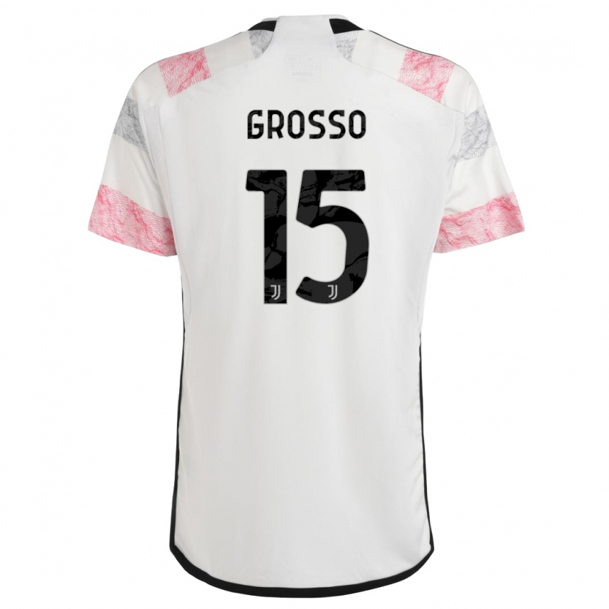 Hombre Fútbol Camiseta Julia Grosso #15 Blanco Rosa 2ª Equipación 2023/24 México