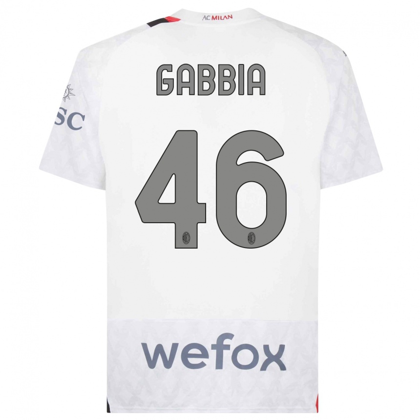 Hombre Fútbol Camiseta Matteo Gabbia #46 Blanco 2ª Equipación 2023/24 México