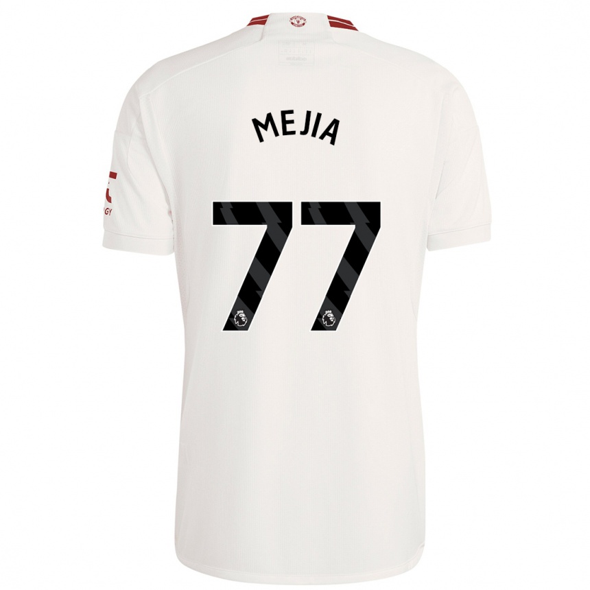 Hombre Fútbol Camiseta Mateo Mejia #77 Blanco Equipación Tercera 2023/24 México