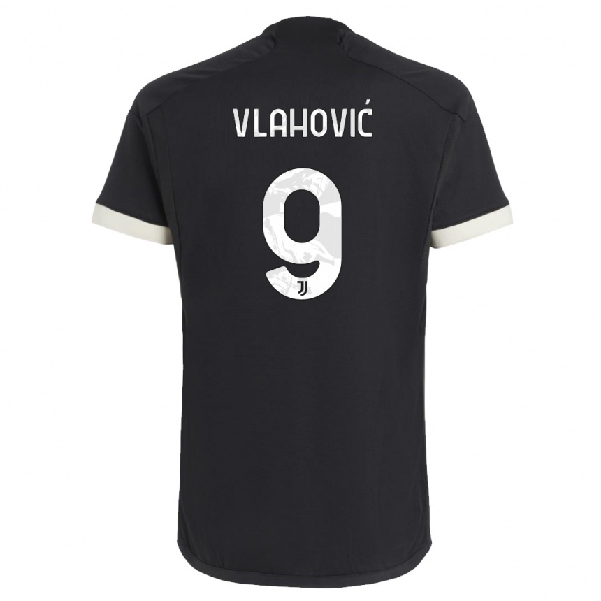 Hombre Fútbol Camiseta Dusan Vlahovic #9 Negro Equipación Tercera 2023/24 México