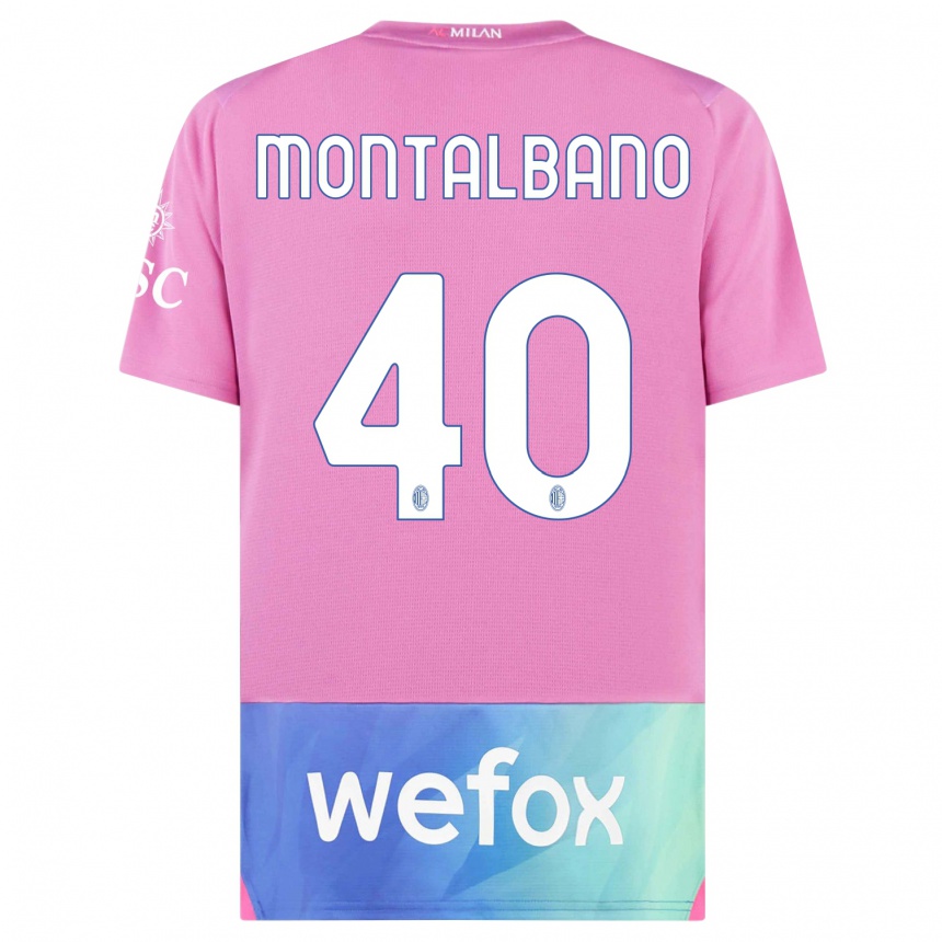 Hombre Fútbol Camiseta Nicolo Montalbano #40 Rosado Morado Equipación Tercera 2023/24 México